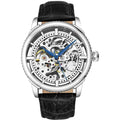 Black Leather Strap Automatic Skeleton Mens Watch Z582