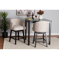 Light Beige Fabric and Espresso Brown Finished Wood 2-Piece Swivel Counter Chair V693961