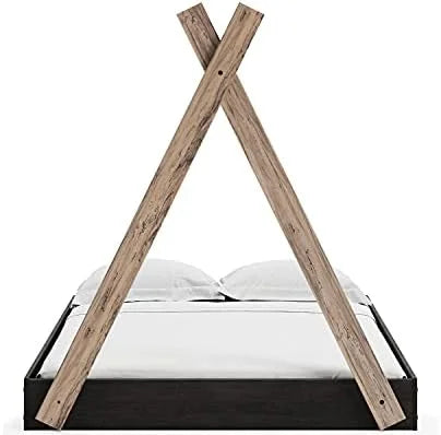 Full Natural Wood & White Tent Bed Frame F77957