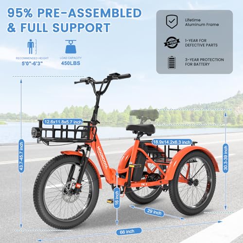20" Folding 3 Wheels Electric Tricycle with Aluminum Frame and Removable Battery B91031