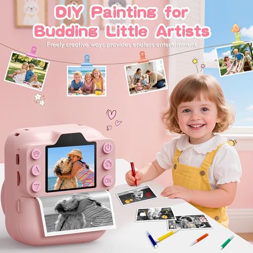Instant Print Kids Camera 64GB SD Card Pink K363