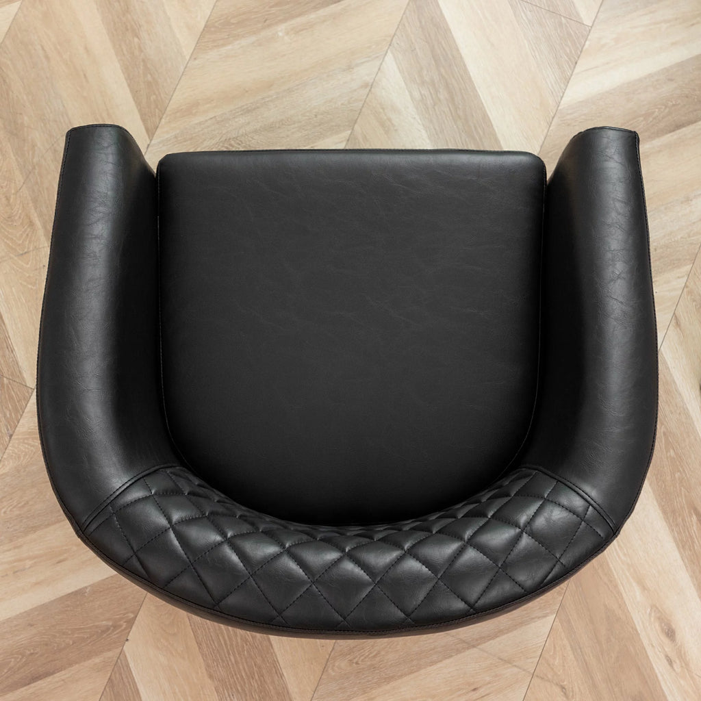Mid Century Modern Tufted Faux Leather Barrel Armchair G403