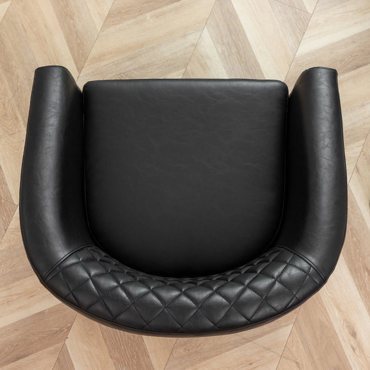 Mid Century Modern Tufted Faux Leather Barrel Armchair G403