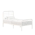 White Twin Size Metal Bed Frame with Headboard and Base I339