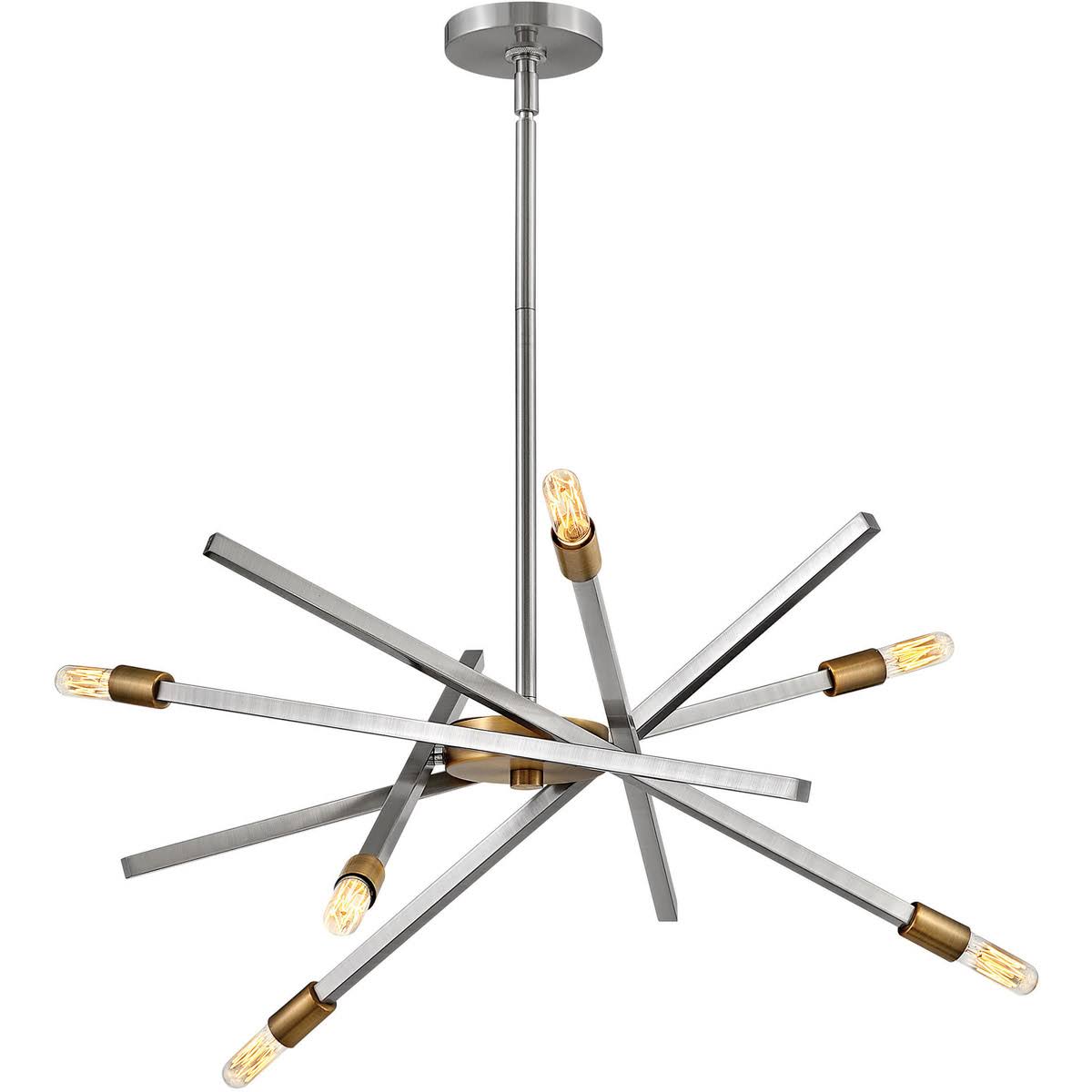 6 Light Brushed Nickel Steel Chandelier S223