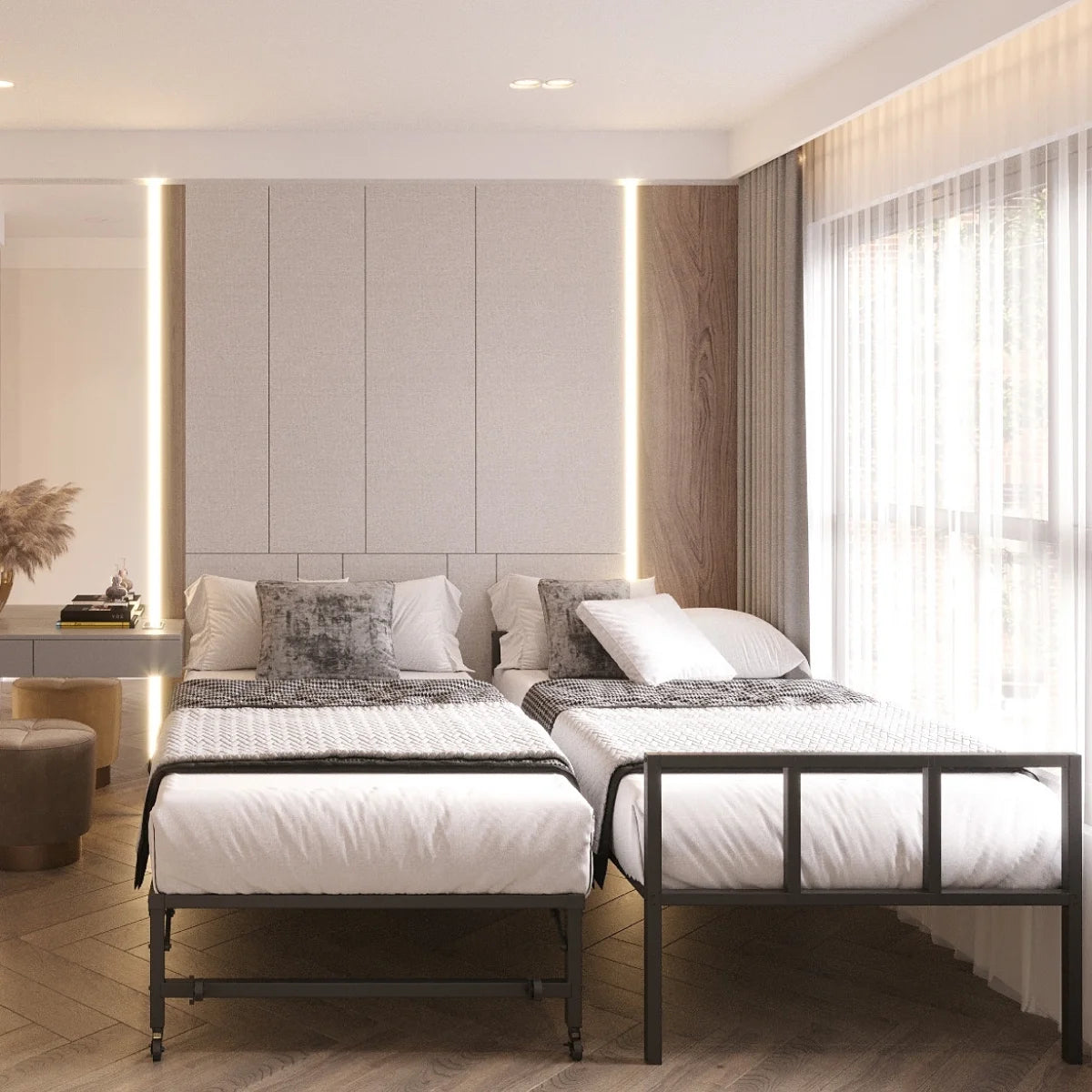 Black Metal Twin Daybed with Trundle V555
