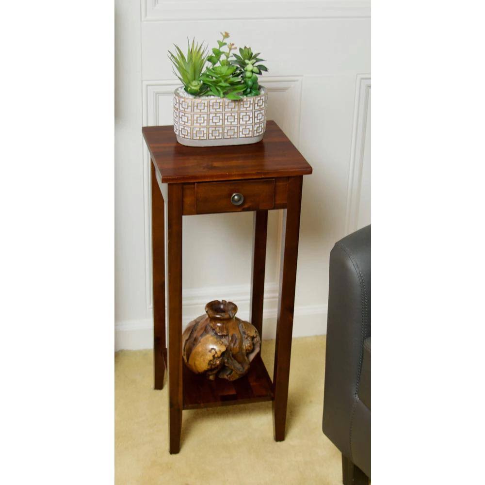 Solid Acacia Plant Stand with Drawer M1802