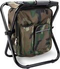 Folding Stool Backpack Insulated Cooler Bag with Front Pocket and Bottle Pocket H105912