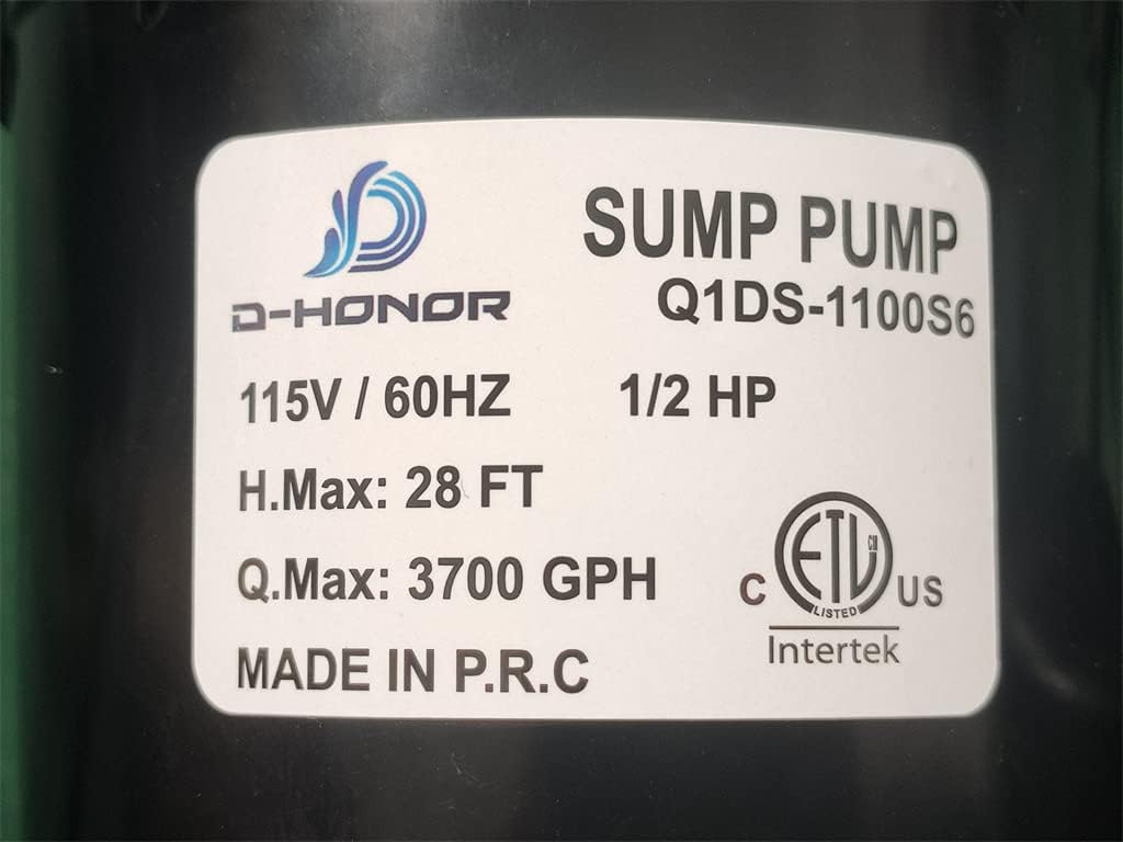 Submersible Cast Aluminum Sump Pump 1/2 HP 3700 GPH I8563