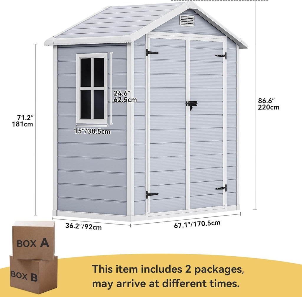 6.2x3.4 FT Resin Storage Shed with Lockable Door H396996