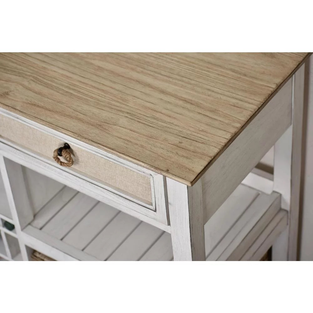 White Light Brown Wood Sideboard with Baskets K7815