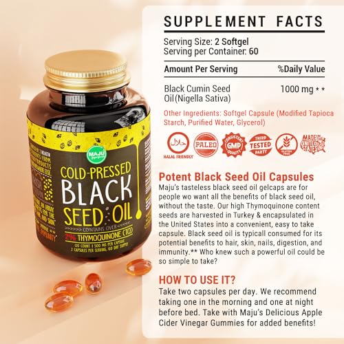 Black Seed Oil Capsules 60 Count 500mg per Capsule S584