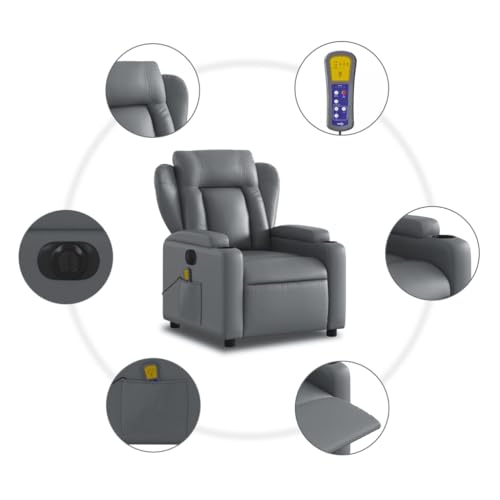 Gray Faux Leather Electric Massage Recliner Chair S461368