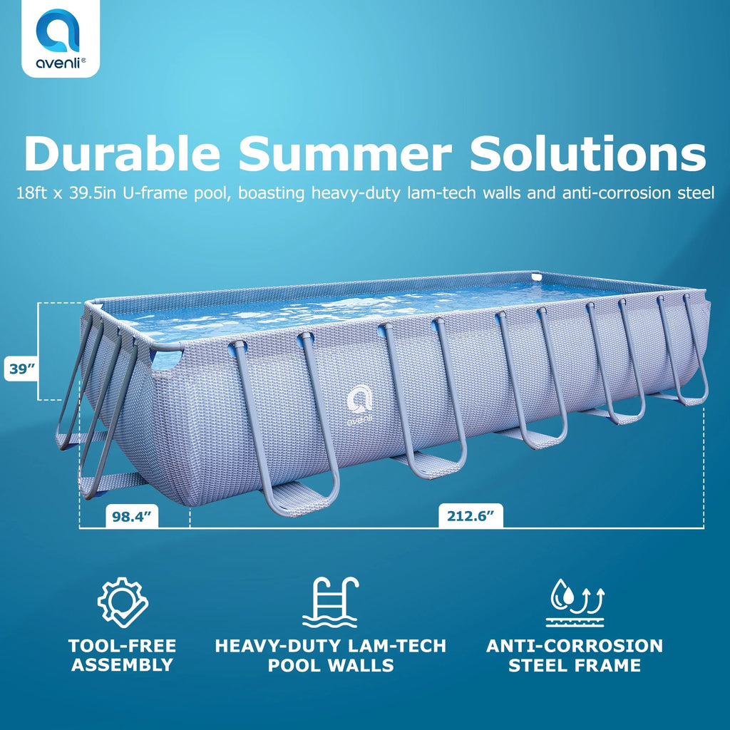 18 Foot x 39.5 Inch Rectangle Above Ground Swimming Pool U57217