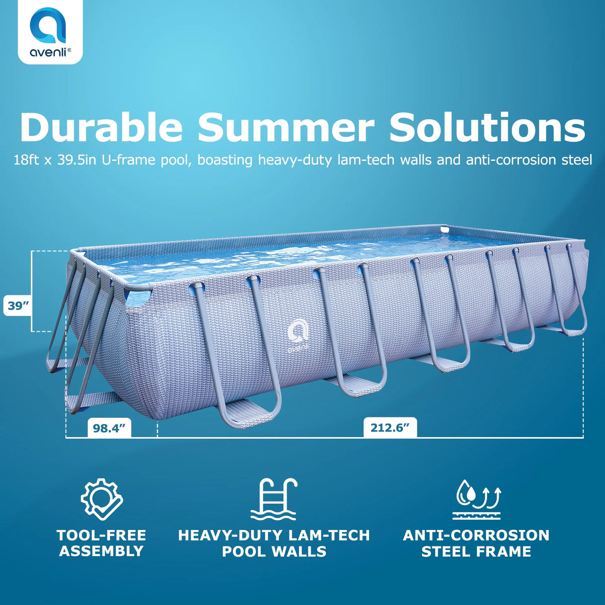 18 Foot x 39.5 Inch Rectangle Above Ground Swimming Pool U57217
