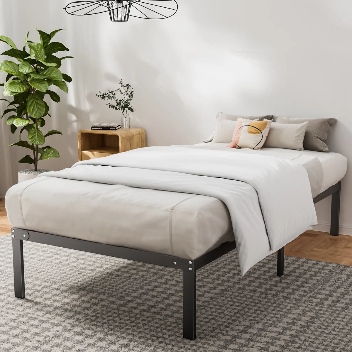 Twin Size Metal Bed Frame with Headboard and Footboard I974259