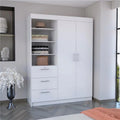 Black 3-Tier Shelf & Drawers Armoire with Metal Handles F3953