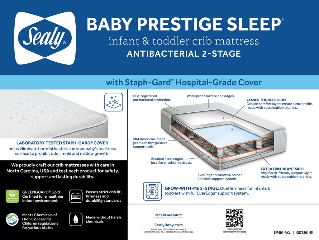 2-Stage Antibacterial 204 Coil Baby Crib & Toddler Mattress Q159399