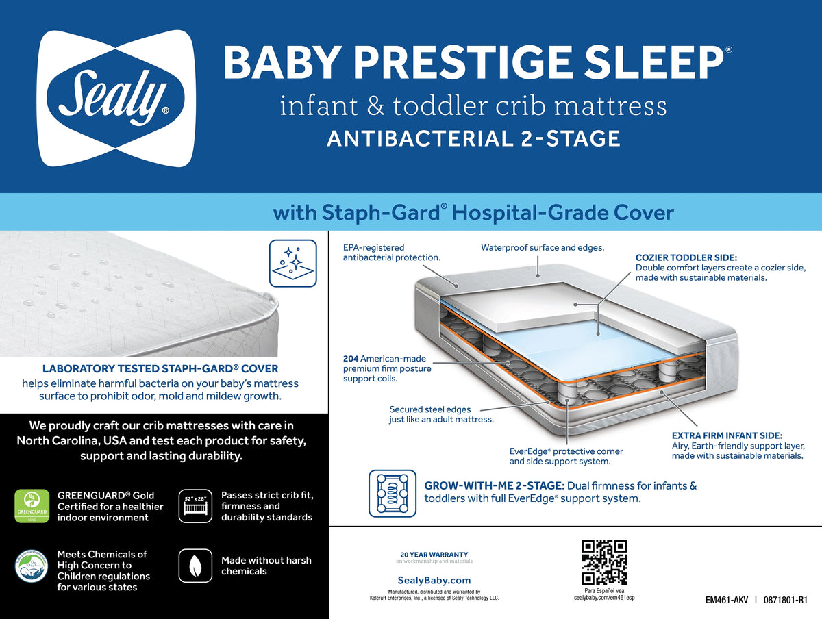 2-Stage Antibacterial 204 Coil Baby Crib & Toddler Mattress Q159399