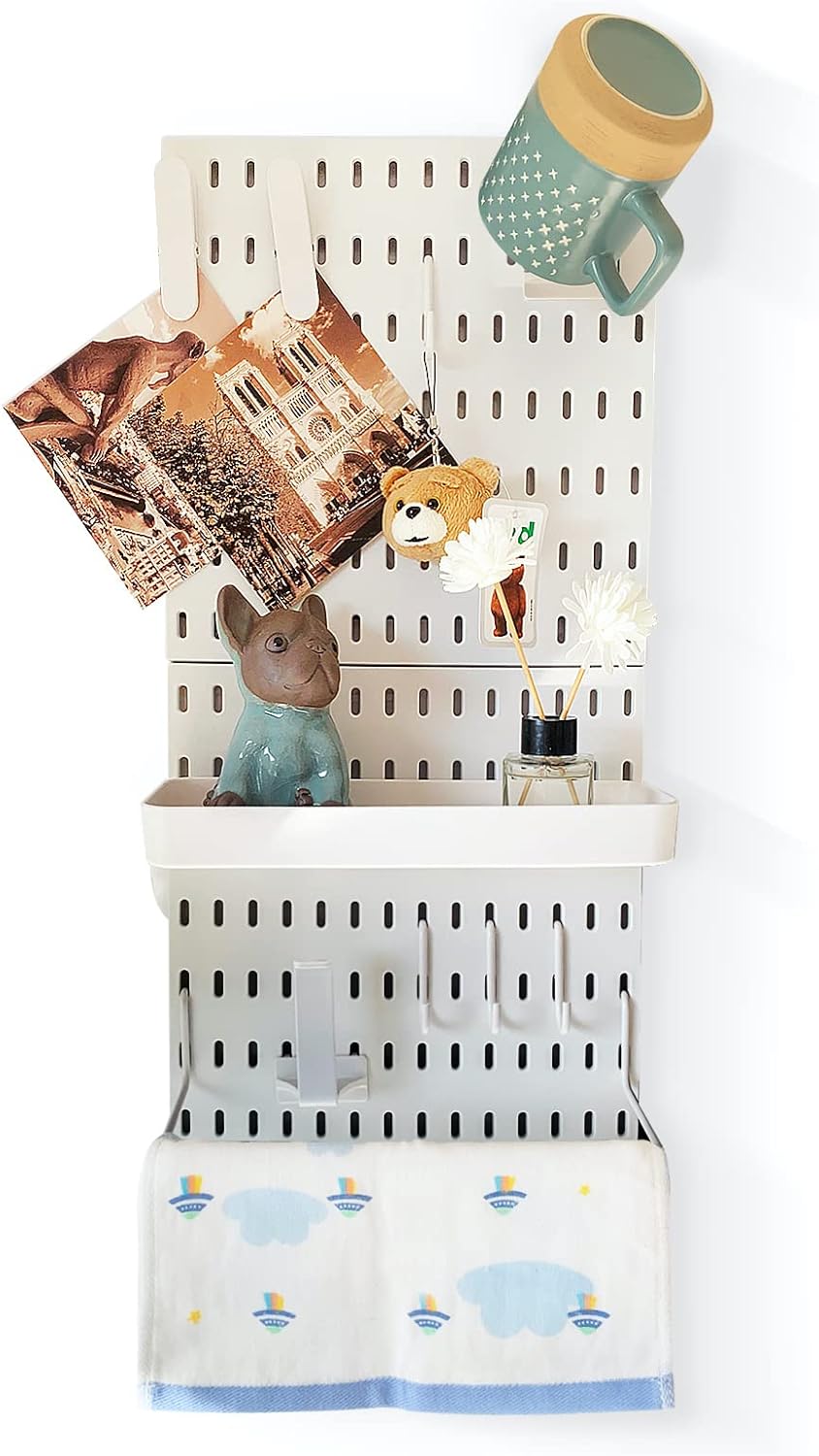 White Pegboard Wall Organizer with 18 Accessories, Pack of 2 V450748