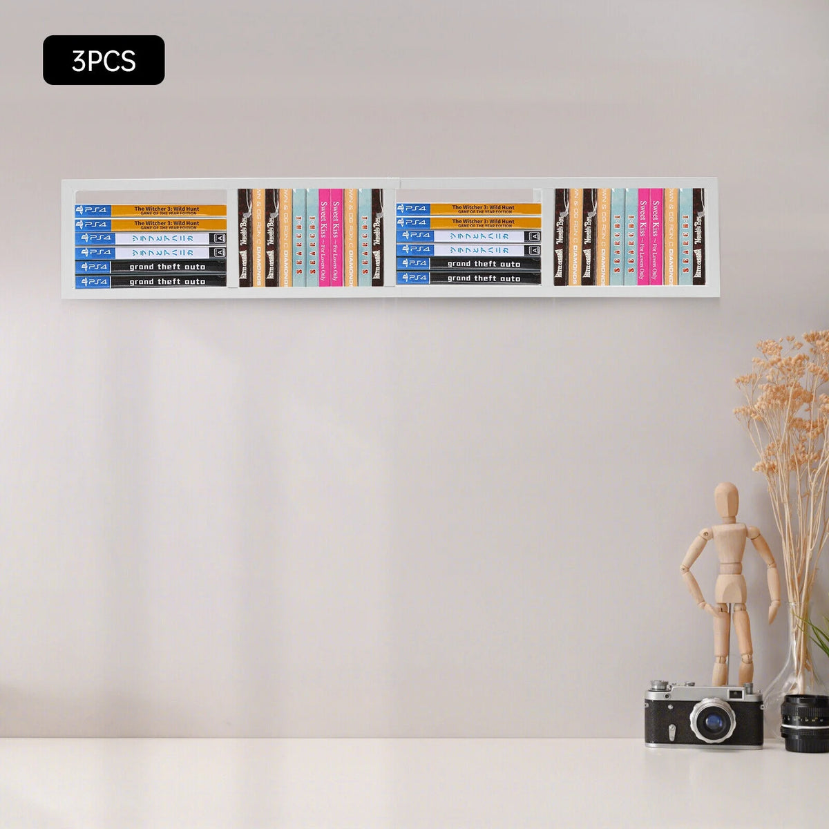 3Pcs White Metal CD DVD Media Storage Rack C579