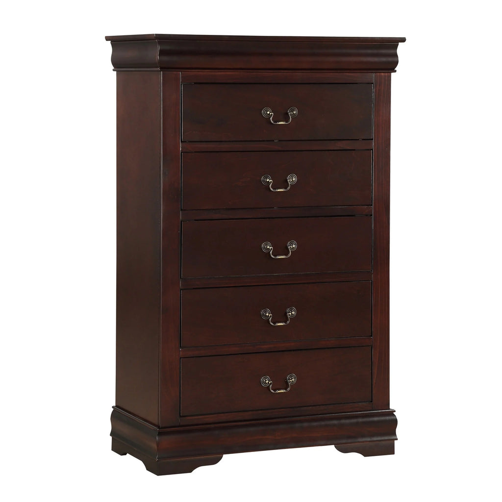 48 Inch Tall 5 Drawer Brown Wood Dresser J348327