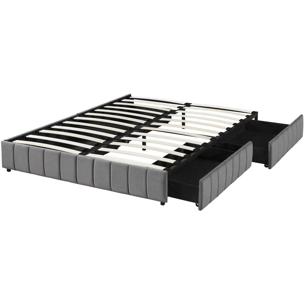 Queen Size Upholstered Storage Bed with 4 Drawers J1877
