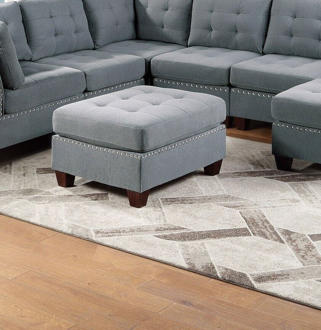 Gray Fabric Sectional Sofa Set 9pcs U57926