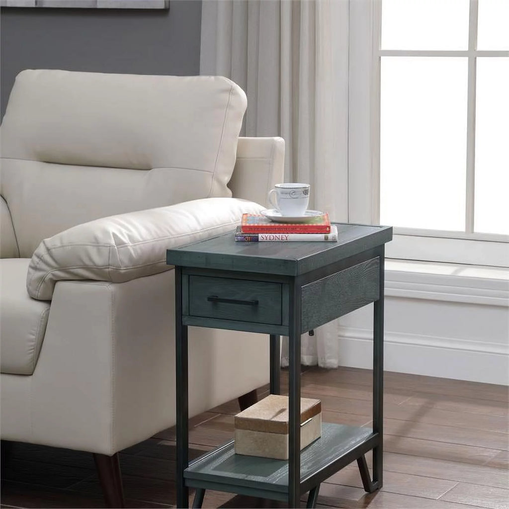 Antique Green Wood 1-Shelf Side Table R22224