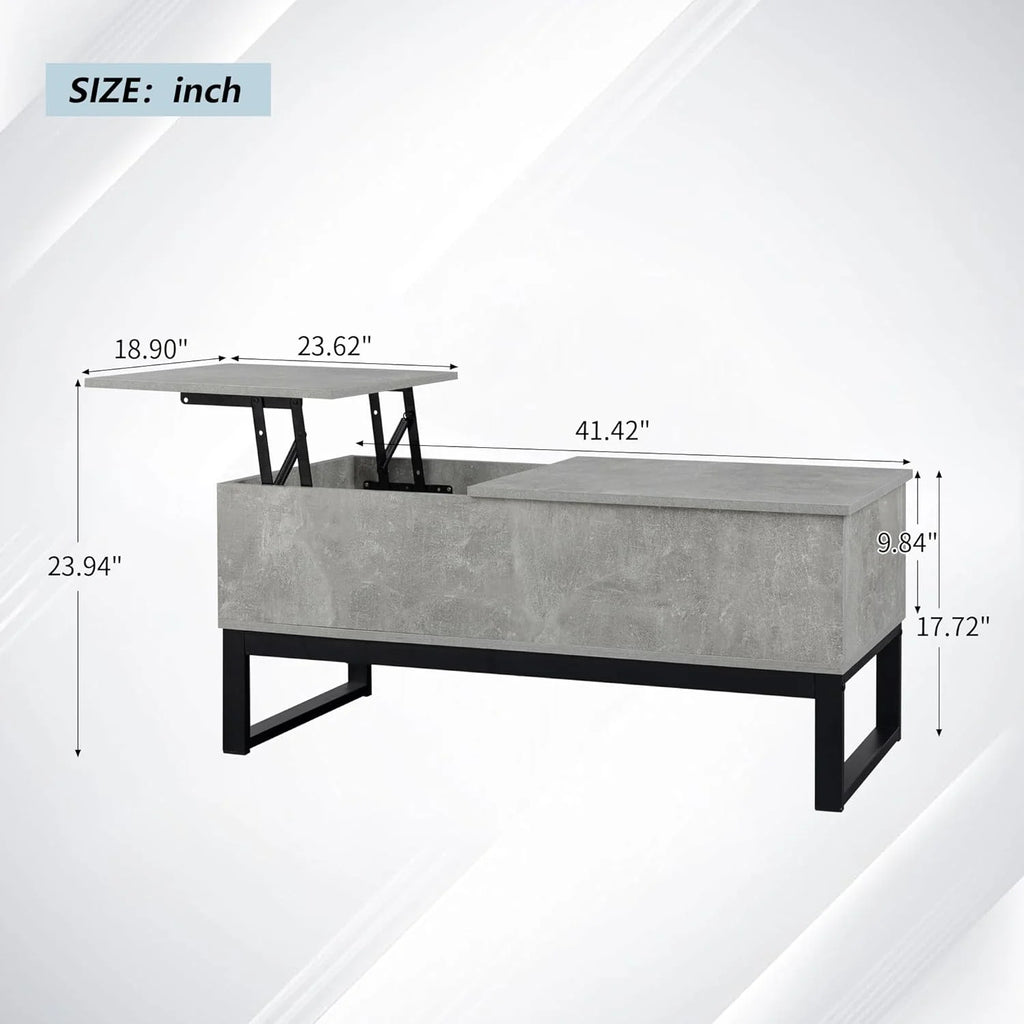 Gray Lift Top Coffee Table with Hidden Compartment T674797