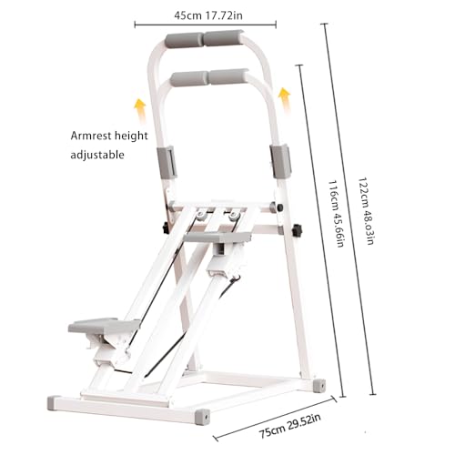 Compact Adjustable Stair Stepper Machine with Handles White N2969
