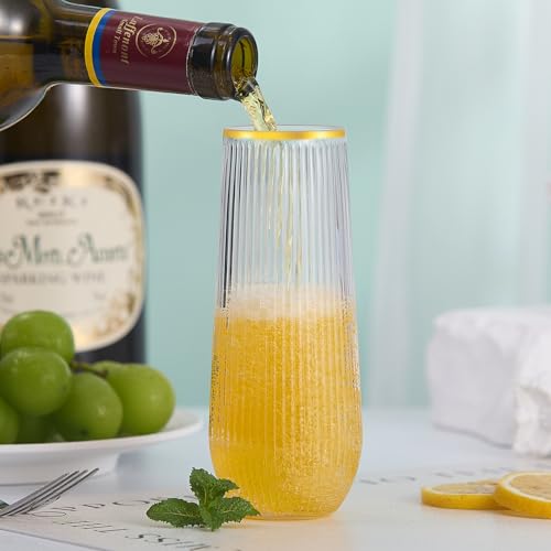 48 Pack 9 Oz Clear Plastic Stemless Champagne Flutes N7530