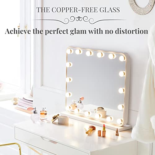 Large Hollywood Vanity Mirror with Lights, 18 LED Bulbs, Wall-Mount/Tabletop (Rose Gold) W58091