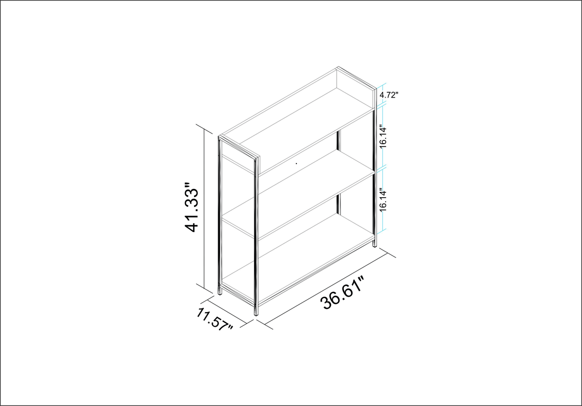 3 Shelves Dark Oak Bookcase H857