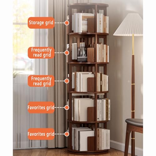 Cherry wood 360° Rotating Bookshelf Tower O92234