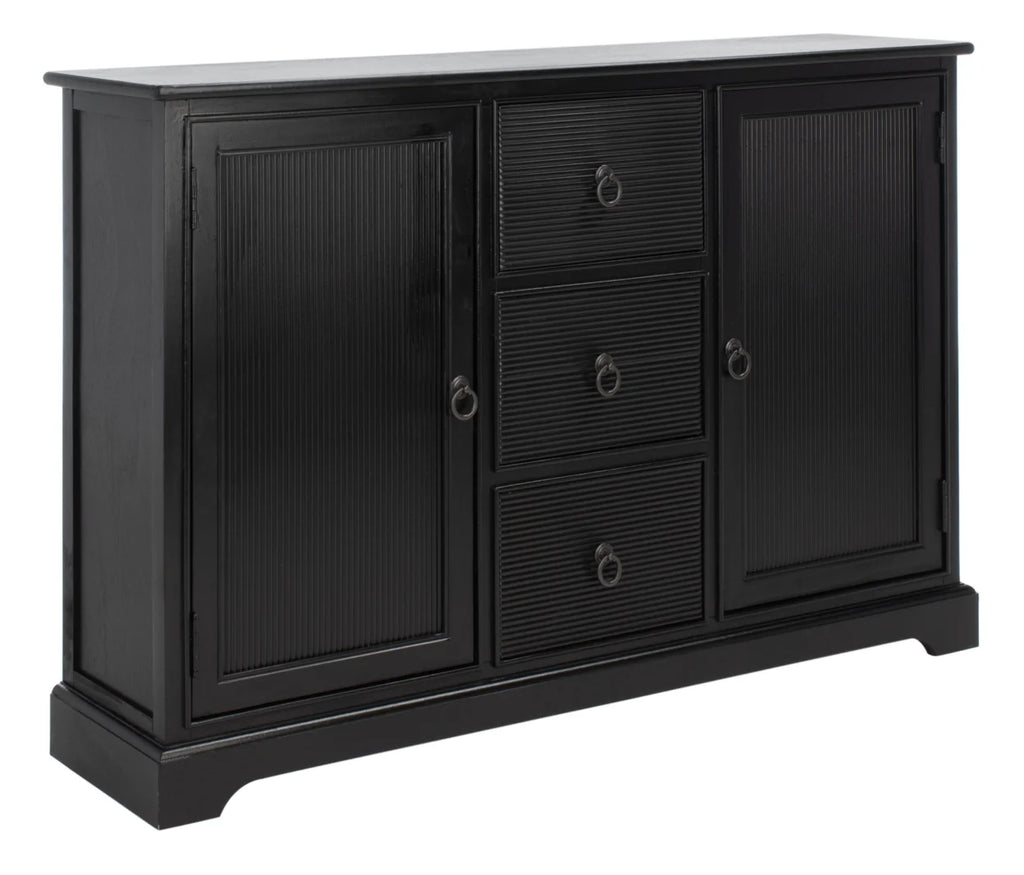 Black Wood Console Table with Drawer I576