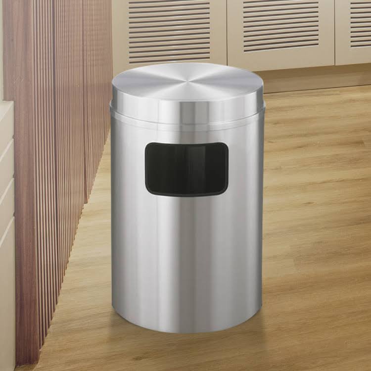 17 Gallon Flat Top Trash Receptacle with Plastic Liner Y74177