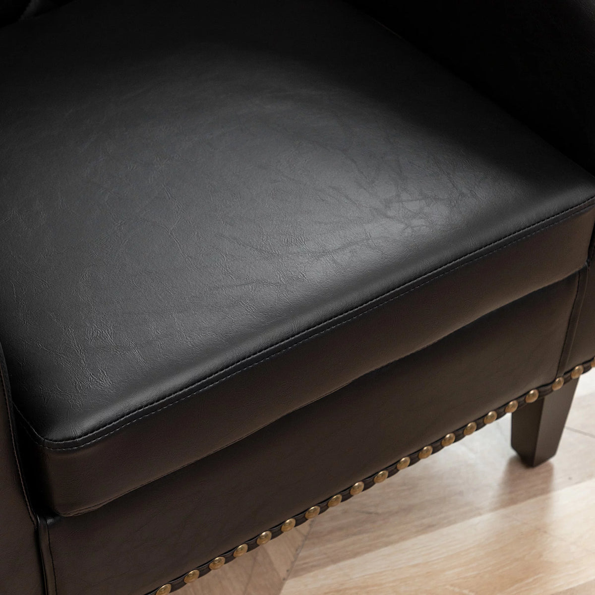 Mid Century Modern Tufted Faux Leather Barrel Armchair G403