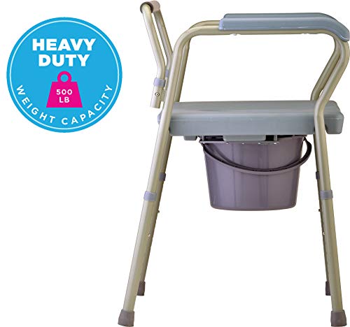 Grey Heavy Duty Bariatric Commode Chair with Drop-Arm R31585