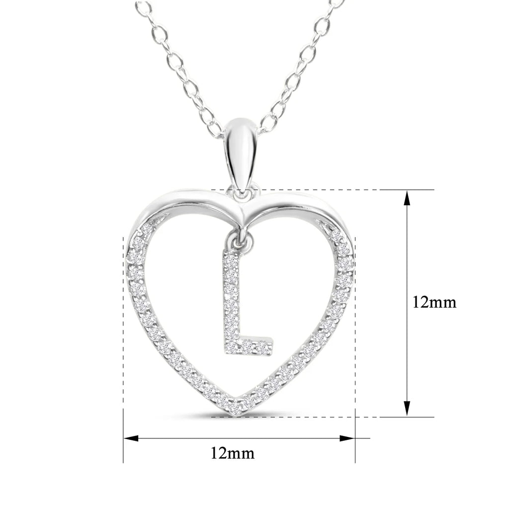 Sterling Silver Letter L Initial Necklace, 1/5ct Diamond, 16 Inches M3468