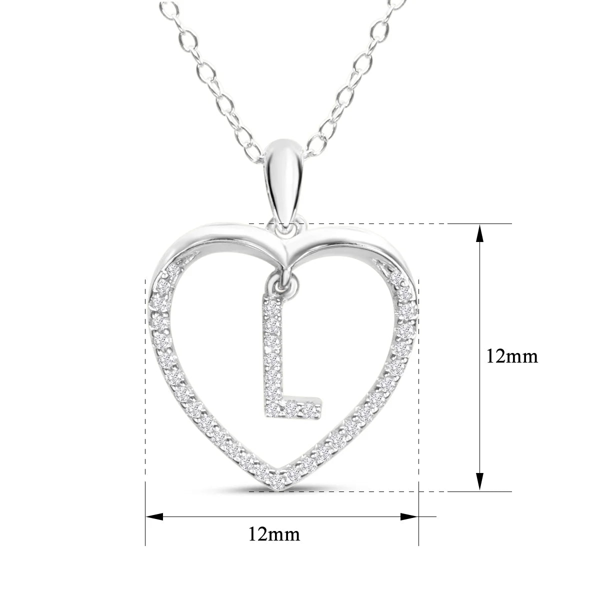 Sterling Silver Letter L Initial Necklace, 1/5ct Diamond, 16 Inches M3468
