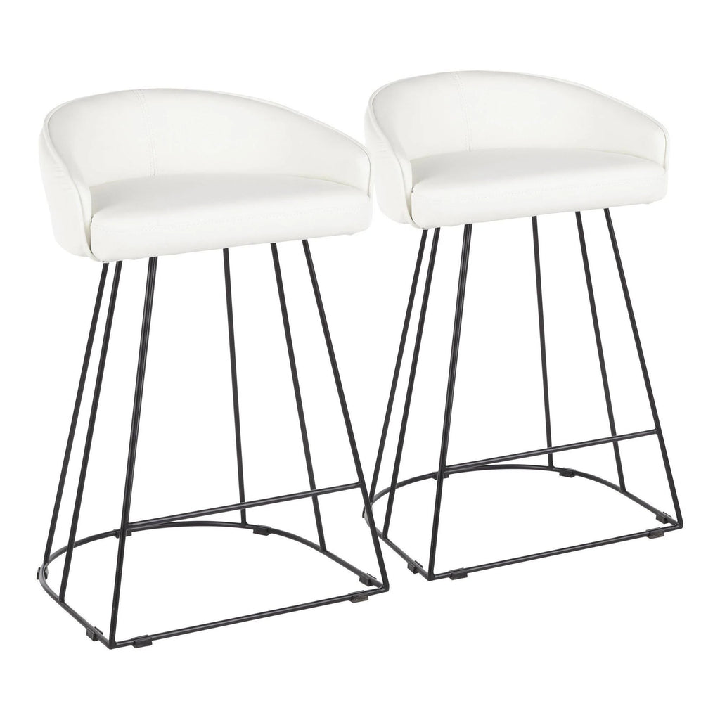 Set of 2 Contemporary Counter Stool Black/White U900
