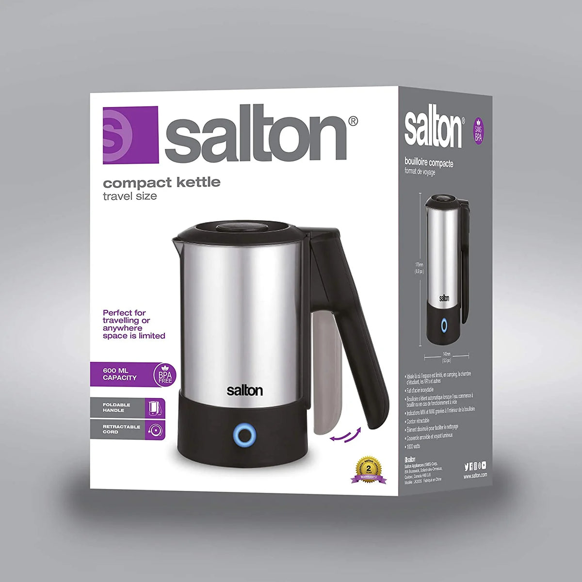 0.6L 1000W Stainless Steel Travel Kettle N96855