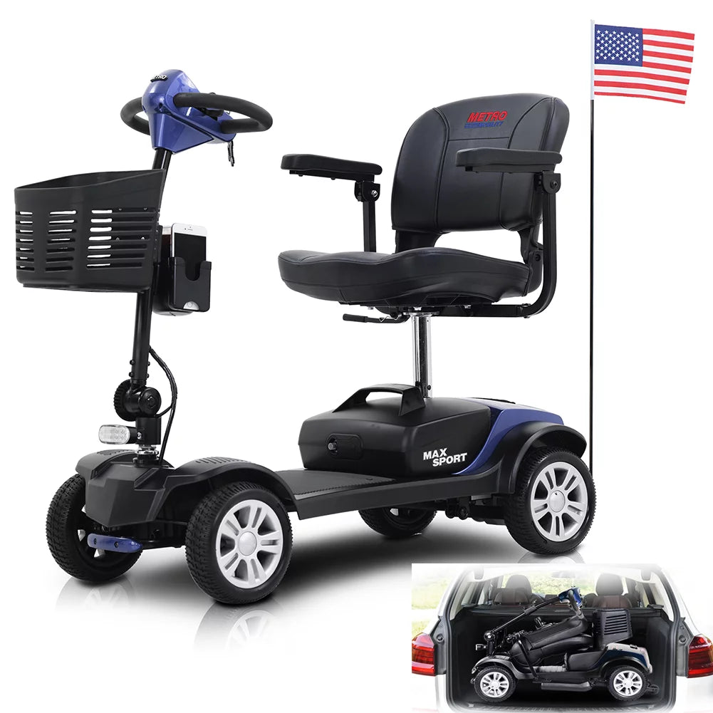 Blue 4 Wheel Mobility Scooter with Phone Holder and Cup Holder E255627