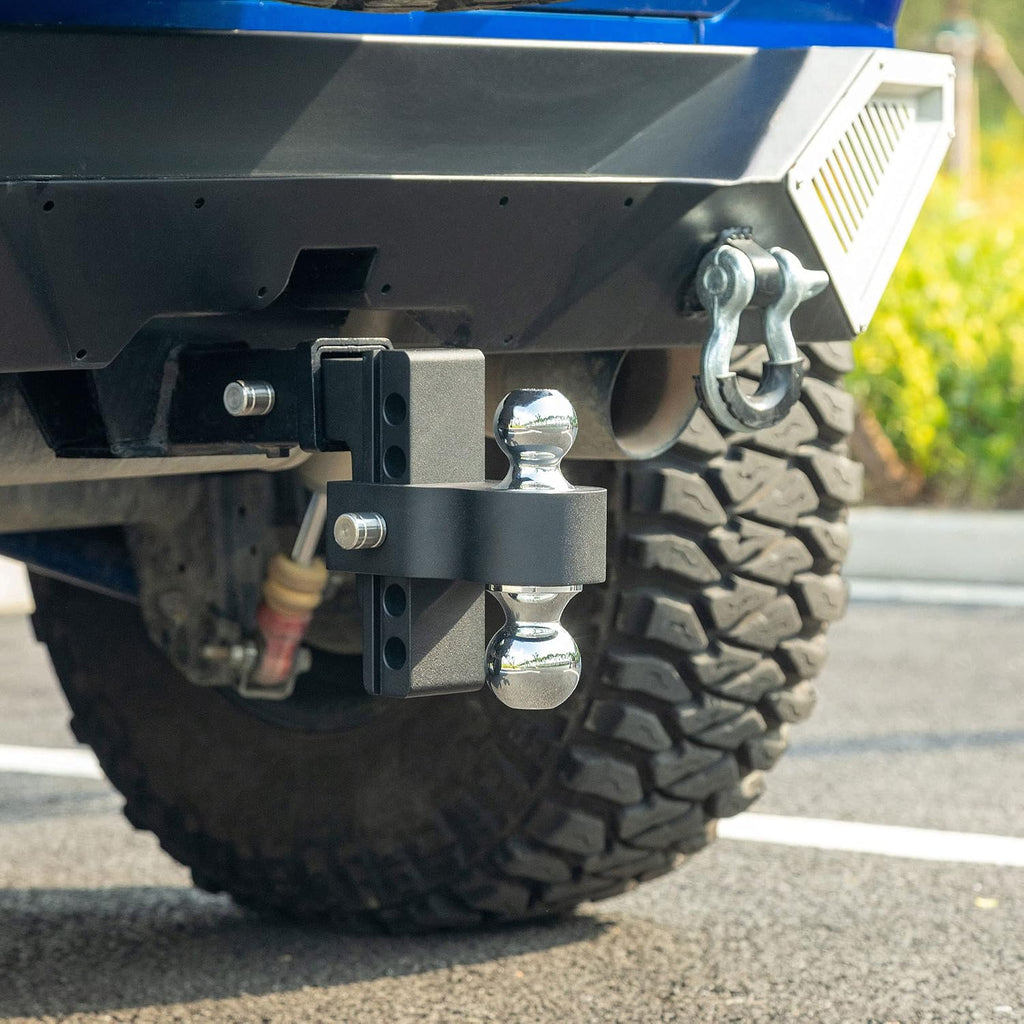 Adjustable Trailer Hitch Ball Mount, 2-Inch Receiver, 4-Inch Drop, Forged Aluminum Shank, 2-Inch and 2-5/16-Inch Combo Stainless Steel Tow Balls, Black U233