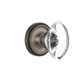 Antique Pewter Oval Crystal Glass Door Knob V578