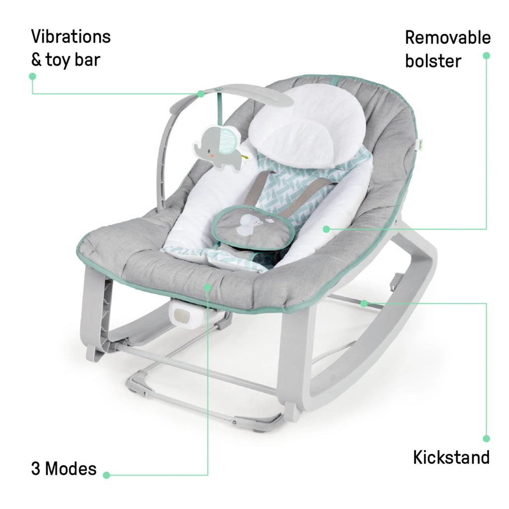 Gray 3-in-1 Baby Bouncer and Rocker Chair J699