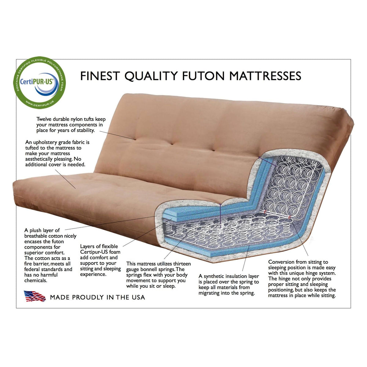 Butternut Futon Set with Storage Drawers and Mattress M1781