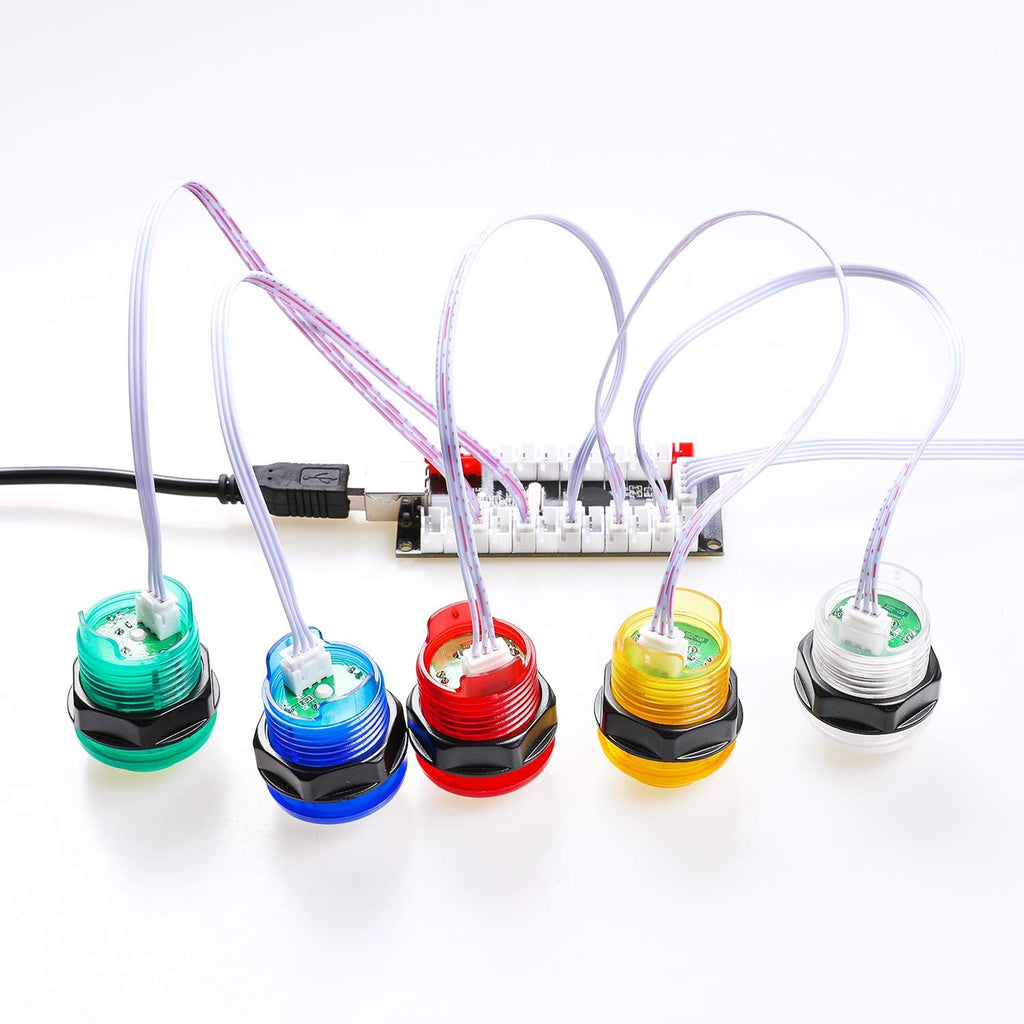 2X Zero Delay LED USB Encoder + 20x 28MM LED Arcade Buttons + 2X Joystick S624163