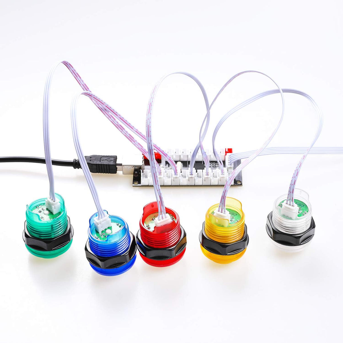 2X Zero Delay LED USB Encoder + 20x 28MM LED Arcade Buttons + 2X Joystick S624163